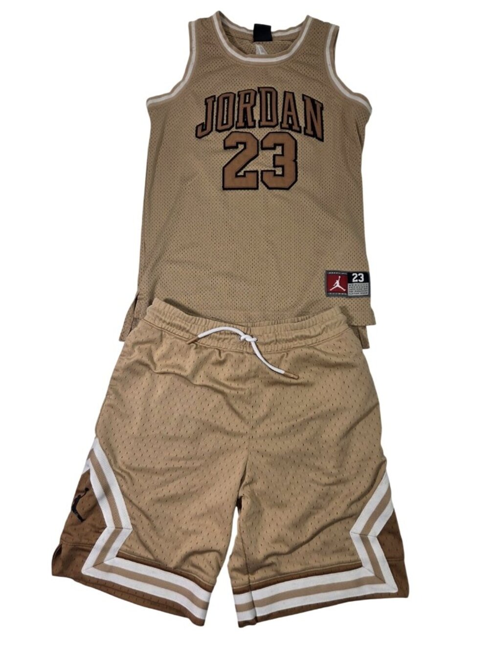 Nike Jumpman Michael Jordan Basketball Jersey Set Shorts Youth Small SEWN Tan